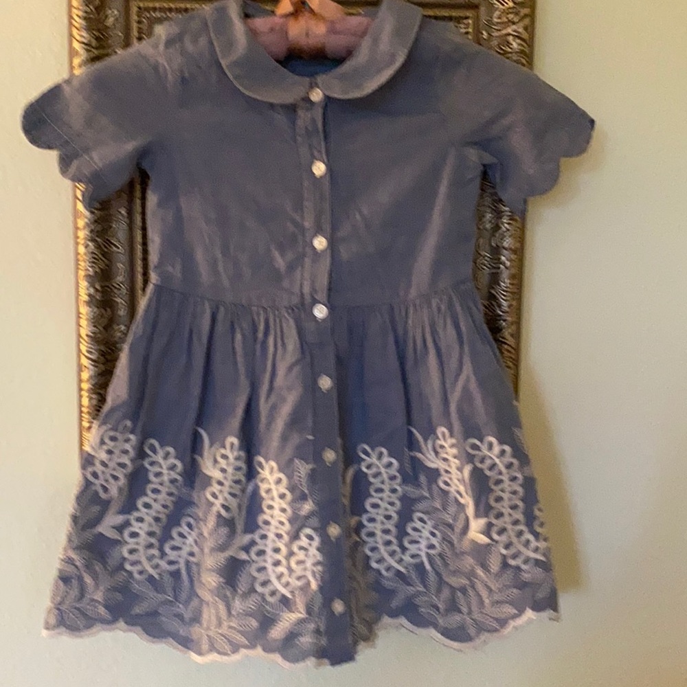 5T girls Osh Kosh chambray blue 100% cotton dress
